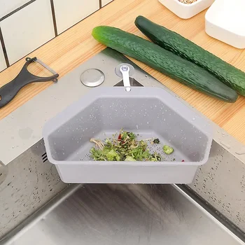 Сливная часова Кухненски Триъгълни Органайзер за мивки, Мултифункционален Цедка за мивка със зеленчуци и плодове, Кошница за съхранение на филтър
