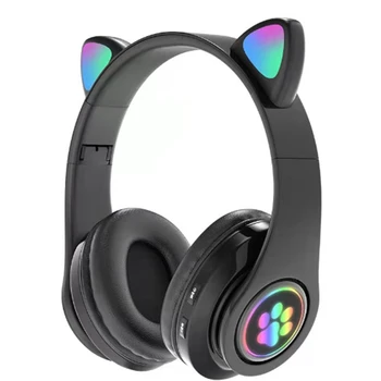 Слот за слушалки B39 с харесван уши, Bluetooth-съвместима безжична слушалка с микрофон, стереомузыка, сгъваема слушалки (черен)