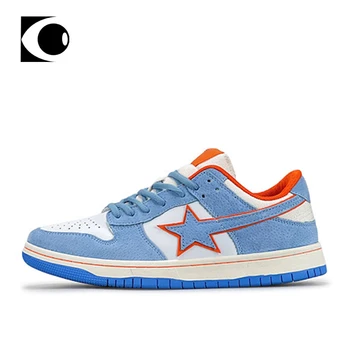 Спортни маратонки от серията Blue Star, замшевая обувки, мъжки маратонки, нескользящие маратонки в стил мозайка, удобни обувки с цветни блокчета Унисекс