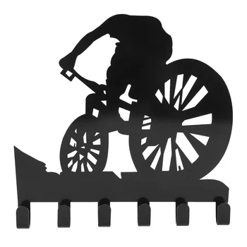 Стойка за екипировка за планински велосипеди, метален декор на стените, стенно изкуство за планински велосипеди, стикер на стената със силует на мотора, резбовани черна стойка