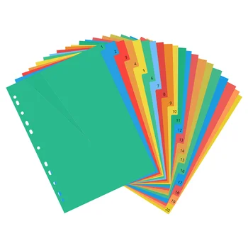 Страници Формат А4 Цветна Индексная страница, Класифицирани етикети, пластмасови разделители за разделите, хартия за картички, предотвращающая огъване (номер, отпечатан цветен шрифт)