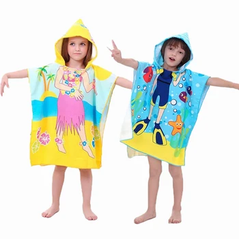 Супер впитывающий Cartoony Детски Слънцезащитен Крем Плажната Шал Принцеса Динозавър Бебе кърпи за баня с качулка от микрофибър за момчета и момичета, Плажни кърпи