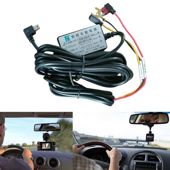 Тел от 12/24 до 5 В Автомобилен видеорекордер, FM-огледало, видео Рекордер, Кабелен комплект, кабел за наблюдение на паркинг, видео Рекордер, линия, зарядно устройство, Mini USB