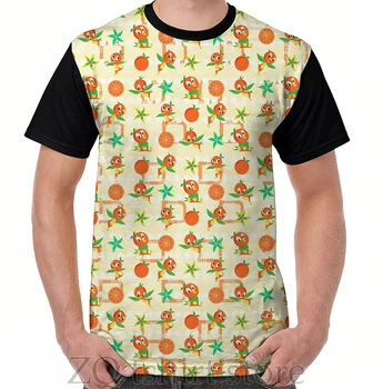 Тениска с изображение на orange птици, мъжки блузи, дамски тениска, мъжки тениски с забавни принтом и кръгло деколте с къс ръкав