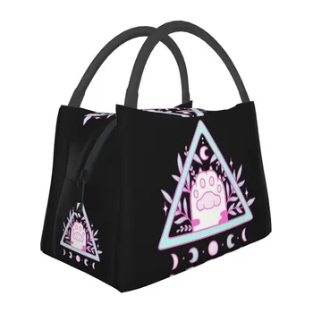 Термоизолированная чанта за обяд Witchy Котешка Лапа, Преносим контейнер за обяд Horror Witch за работа и пътуване, Многофункционална кутия за храна 0
