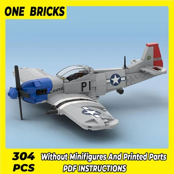 Технически тухли Moc, военен модел на изтребител-бомбардировач P-51D, Модулни Градивни елементи, Подаръци, Играчки За деца, Комплекти за сглобяване със собствените си ръце