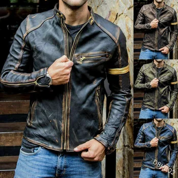Тийнейджърката мода Яка-Часова Красиво яке Мъжки тенденция Мотоциклетът кожа 2023 ново висококачествено мъжко палто в стил Пънк 0