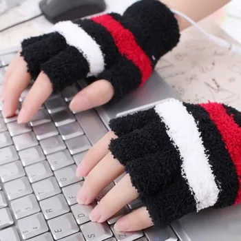 Топли ръкавици без пръсти С USB нагряване Топли Зимни ръкавици за ръце С топъл Обикновена Топли Зимни Работни ръкавици, Трикотажни Памучни ръкавици до китката