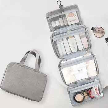 Торбичка за пране, органайзер за пътуване, козметични чанти за съхранение на тоалетни принадлежности, козметика чанти за грим, сгънати козметични чанти, окачени на чанта за багаж с цип.