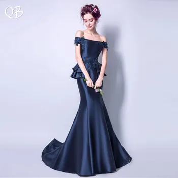 Тъмно синя шапчица-русалка с атласным перли и диаманти, елегантни и Официални Секси вечерни рокли за банкет на булката рокля за бала XK99 0