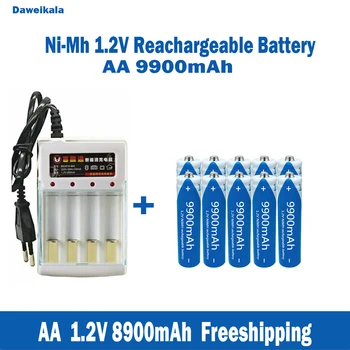 Търговия на едро никел-водородни батерии AA1.2V, микрофони KTV голям капацитет 9900 ма и батерии за играчки + зарядни устройства