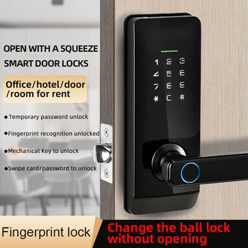Умен заключване, автоматично заключване на вратите без ключ с дръжка, система за заключване с парола на WIFI / БТ, RFID заключване с множествена разблокировкой, защита от надзъртане зад входната врата