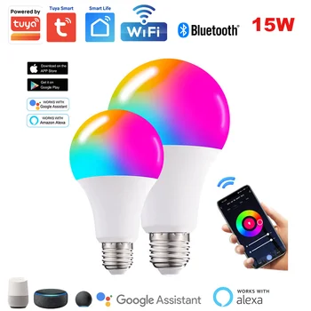 Умна лампа на Hristo Bluetooth мощност 10 W, график за синхронизация умни лампи, осветление Работи с приложение Smart Life App E27