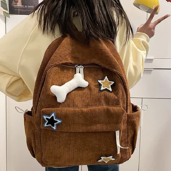 Училищен женски японски Instagram Сладко Момиче, вельветовый раница със звездите голям капацитет, лека раница за студенти