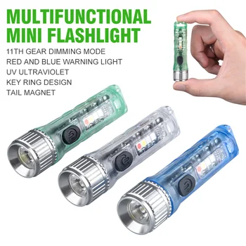 Фенерче на открито Продължително натискане на превключвателя За включване Сверхяркого режим Акумулаторна Фенерче Mini Led Flashlight Warn Mini