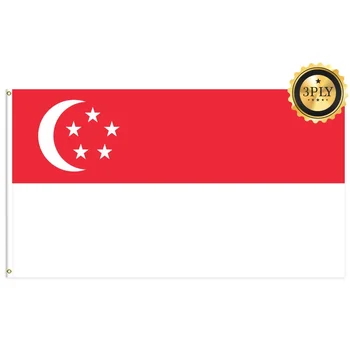 Флаг на Сингапур, двуслойни с затеняющей кърпа 90 * 150, празничен универсален флаг, знамето, открит знаме за феновете