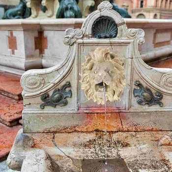 Фонтан с глава на Лъв Монтиране на стена Фонтанная кръгла Декоративна Фонтанная дюза за пръскане на вода Украса за поливане на градината Езерото