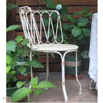 Френски Iron Ретро-стар случайни маса и стол Градински стол на открито маса за Хранене и стол, масичка за кафе и стол Настаняване в семейство