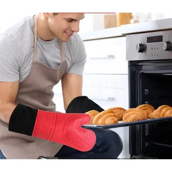 Хит на продажбите, силиконови ръкавици, кухненски топлоустойчиви ръкавици, топлоустойчиви ръкавици за микровълнова фурна, печене, Домакински съдове