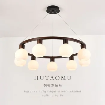 Хол полилей от масивно дърво E Модерен минималистичен ресторант Скандинавските лампи за защита на очите Японски лампа за спални