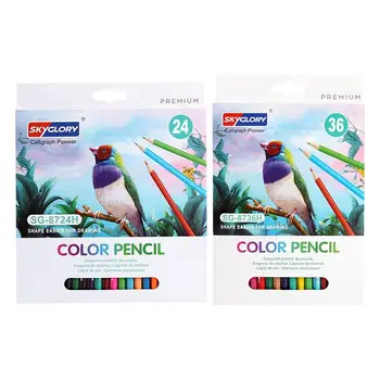 Цветни моливи за деца, цветни моливи за рисуване 24 или 36 цвята, ученически пособия, стоки за творчество, спомени за партита 0