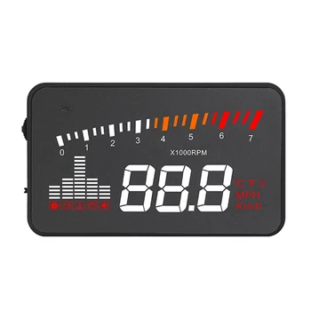 Централният дисплей X5 Car HUD OBD II система за предупреждение за превишаване на скоростта, проекторът на предното стъкло, автоматична електронна аларма напрежение 0