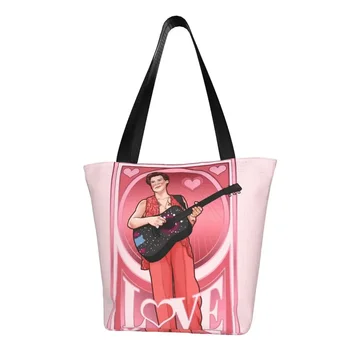 Чанта за пазаруване с анимационни герои Love on Tour, Розови Работни Чанти, Дамски чанта през рамо с принтом, Стилна чанта-тоут от полиестер
