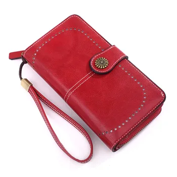 Чантата със защита от кражба, блокиране на RFID, Женски луксозен скоба за пари, пътна цип, дълъг портфейл от изкуствена кожа, държач за карти, чанта за брой