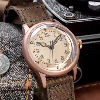 Часовници от купа бронз CuSn8 диаметър 36 мм, военни часовници времето на Втората световна война, ретро-тенденция мъжки часовници с механизъм NH35