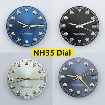 Часовници с бриллиантовым циферблат NH35 Без светещи скали и стрелецът Резервни части за Datejust NH36 Аксесоари за часа самостоятелно ликвидация