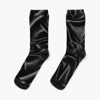 Черен сатен с копринени чорапи с абстрактна сгънати текстура, колоездене, чорапи, спортни чорапи, луксозни Дамски чорапи, мъжки