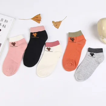 Чорапи, Дамски Пролетно-есенни новости, Памучни чорапи, с хубави анимационни котка и надпис Candy, Дамски чорапи-лодки, Дишащи чорапи