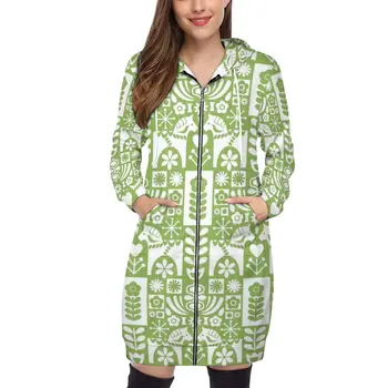 Шведското народно изкуство-Зелени блузи с качулка, Женски пуловер, hoody с качулка за момичета, Градинска ежедневни модни дрехи, Шведската народна мода средата на XIX век 0