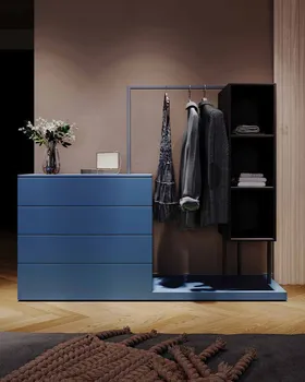 Шкаф за съхранение на кофи от масивно дърво, шкаф за съхранение в спалнята, модерен минималистичен шкаф с чекмеджета, разход на стелажи за съхранение на дрехи и шапки