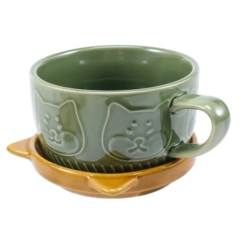 Японската Скъпа Чаша Креативна керамична Кафеена чаша Shiba Ин Панда с капак Домашна двойка Чаша за мляко за закуска Чаша за вода
