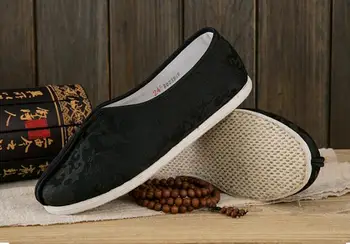 висококачествен памук, ръчно изработени обувки черен дракон шаолиньского монах кунг-фу, маратонки буда архата, обувки за дзен-светски медитация, обувки за бойни изкуства
