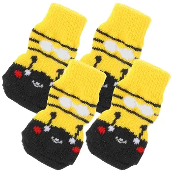 зимни чорапи за домашни любимци 4шт, мини чорапи за краката, домашни любимци, еластични памучни чорапи, защитни покривала за лапите на домашните кучета