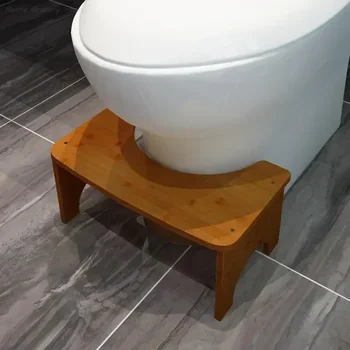1бр Практичен Детски Бамбуков стол за тоалетната чиния за възрастни, Тежки Подвижни Мебели С-образна форма, удобна за 35 градуса. 1
