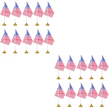 96 Бр Творчески американския тенис на флаг Националният флаг на САЩ Флаг на страната Настолни знамена Украса на масата и за домашен офис (24 златни кръг) 1