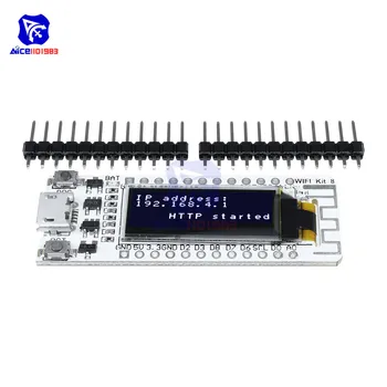ESP8266 WIFI Development Board 0,91 инчов OLED-дисплей CP2014 NodeMCU Бял Модул 32 MB Флаш памет Internet of Things