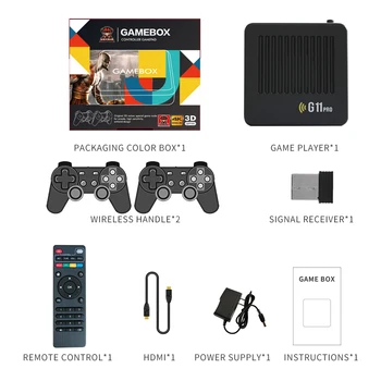 G11 Pro 3D Game Box Конзоли за видеоигри, Android TV 4K HD Игра Stick Двоен Безжичен Контролер 2.4 G 40000 + Класически игри 1