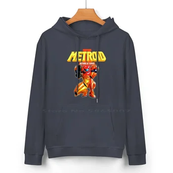 Metroid 2 Пуловер с качулка от чист памук, 24 Цвят на Metroid Ii Return Samus Gameboy Video Classic 1991 Олдскульное Ретро Snes 1994 1