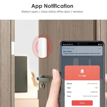 Sasha WiFi / ZigBee Сензор за отваряне на врати, детектори за затваряне на врати Приложение Smart Life крадец алармена Система за дома за Алекса 1