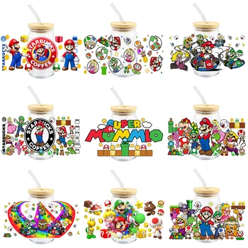 Аниме етикети Super Mario Bros, молив случай за вода, декоративни фигурки, играчки, Водоустойчив стикер за момчета и момичета, коледни подаръци за деца 1