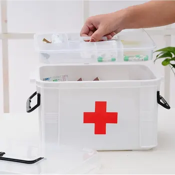 Аптечка За Първа Помощ Кутия За Съхранение На Лекарства Преносим Авариен Кутия Домакински Двуслойни Кутии За Лекарства Организатор За Съхранение На Медицински Набиране 1
