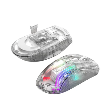 Безжична мишка, която е съвместима с Bluetooth, 2,4 G, три вида връзка, изключване на звука, цветна детска електронна офис мишката за състезания, цвят RGB осветление 1