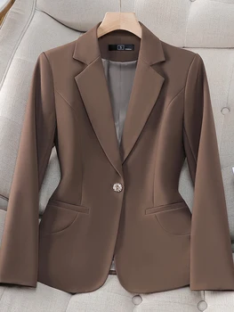 Блейзери за жени, палта, Модни и Ежедневни яке и шал яка на една пуговице, Пролет 2024, Нова Елегантна работно облекло, Тънки блейзери, палта 1