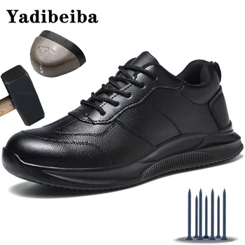 Лека Работна Обувки За Мъже, Защитни Обувки От Изкуствена Кожа, Защитни Обувки Със Стоманени Пръсти, Мъжки Обувки, Устойчиви На Пробиване, Строителна Обувки 1
