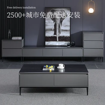 Минималистичная внос на каменна панел модерен минималистичен масичка за кафе в малък блок в хола комбинация от ТВ-шкафове 1