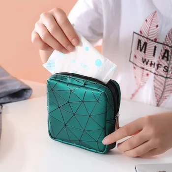 Многофункционални чанти за хигиенни тампони с ромбовидным модел, Органайзер за съхранение на хартиени кърпички, дамски чанти за уплътнения, преносими козметични чанти 1